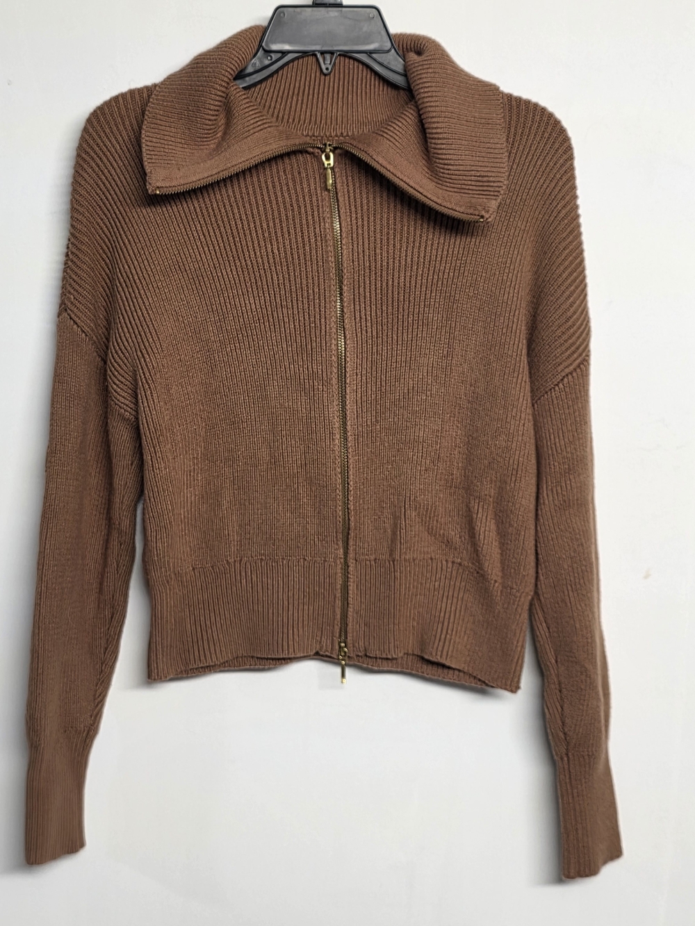 Abercrombie & Fitch Brown Zip-Up Ribbed Sweater